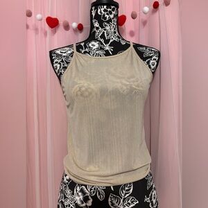 Caution To The Wind Shimmery Cream Halter Camisole